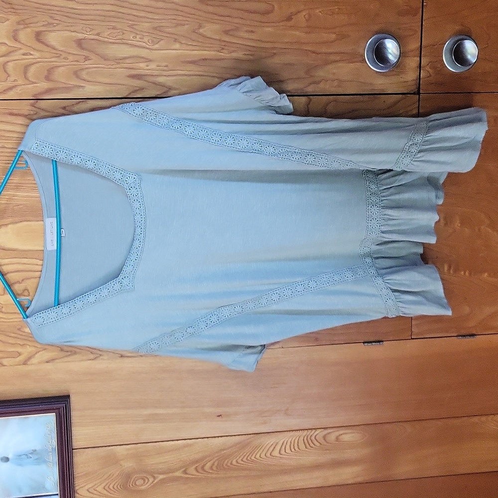 NWOT  Live & Let Live  light sage green blouse